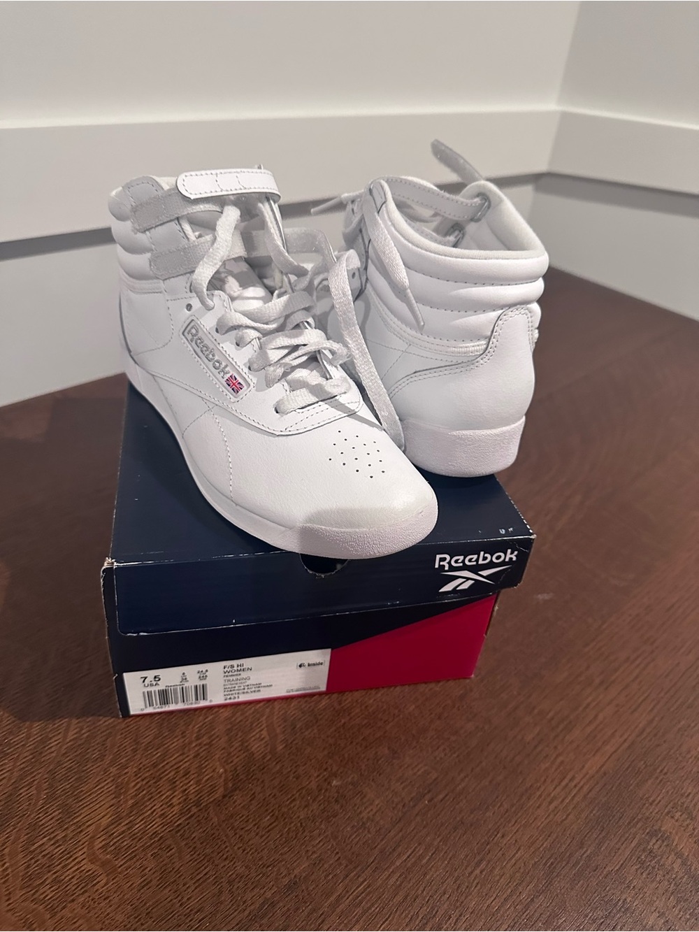 Reebok White High-Top Sneakers with Ankle Strap